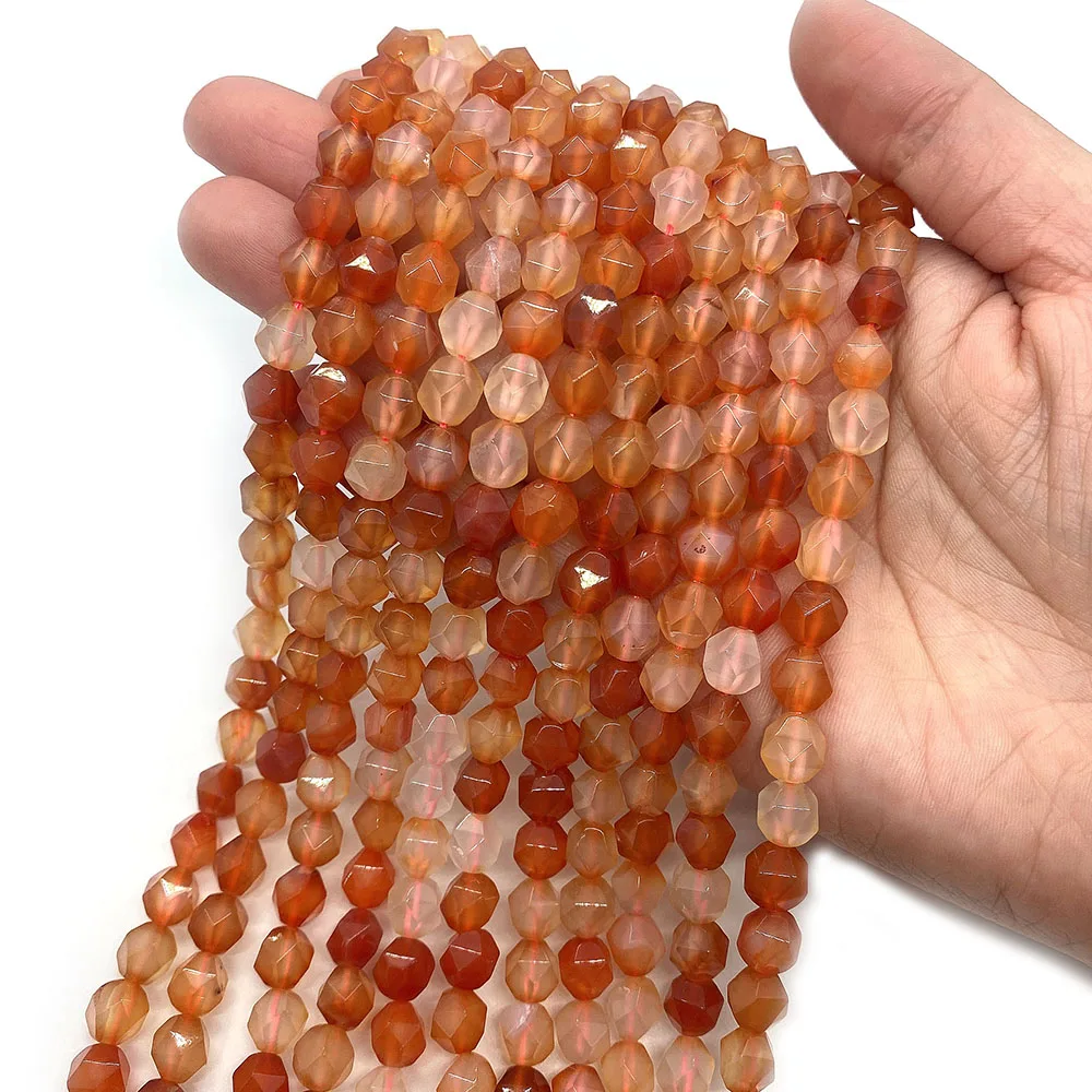 

Natural Stone Multi-faceted Red Agate Beads Ladies Jewelry Loose Beads for Jewelry Making Ladies Bracelet Accessories 6/8/10mm