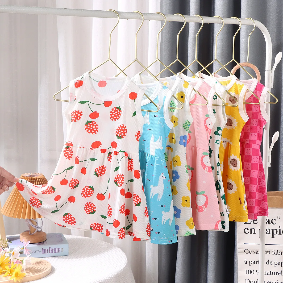 2023 Summer Girls Kids Princess Short Sleeve Dress Children Baby Infants Fashionable Fragmented Flower Dresses Casual Vestidos