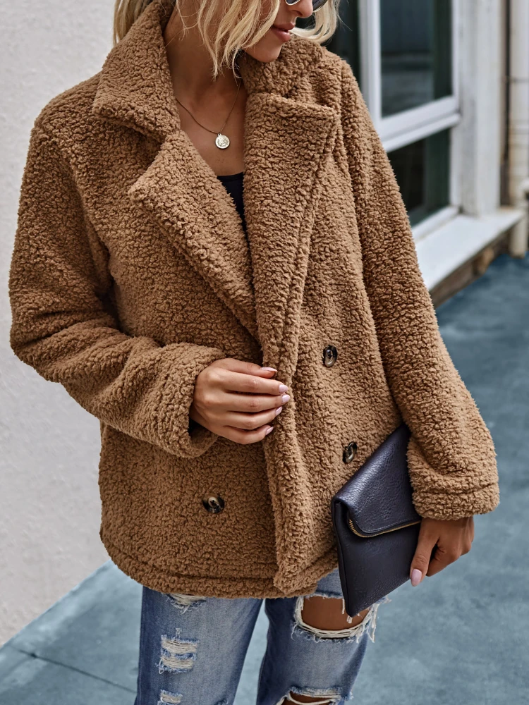 

Jackets for Women New in Fashionable Korean Version Lapel Zipper Coat Solid Color Elegant Commuting Warm Tops Women's Clothing