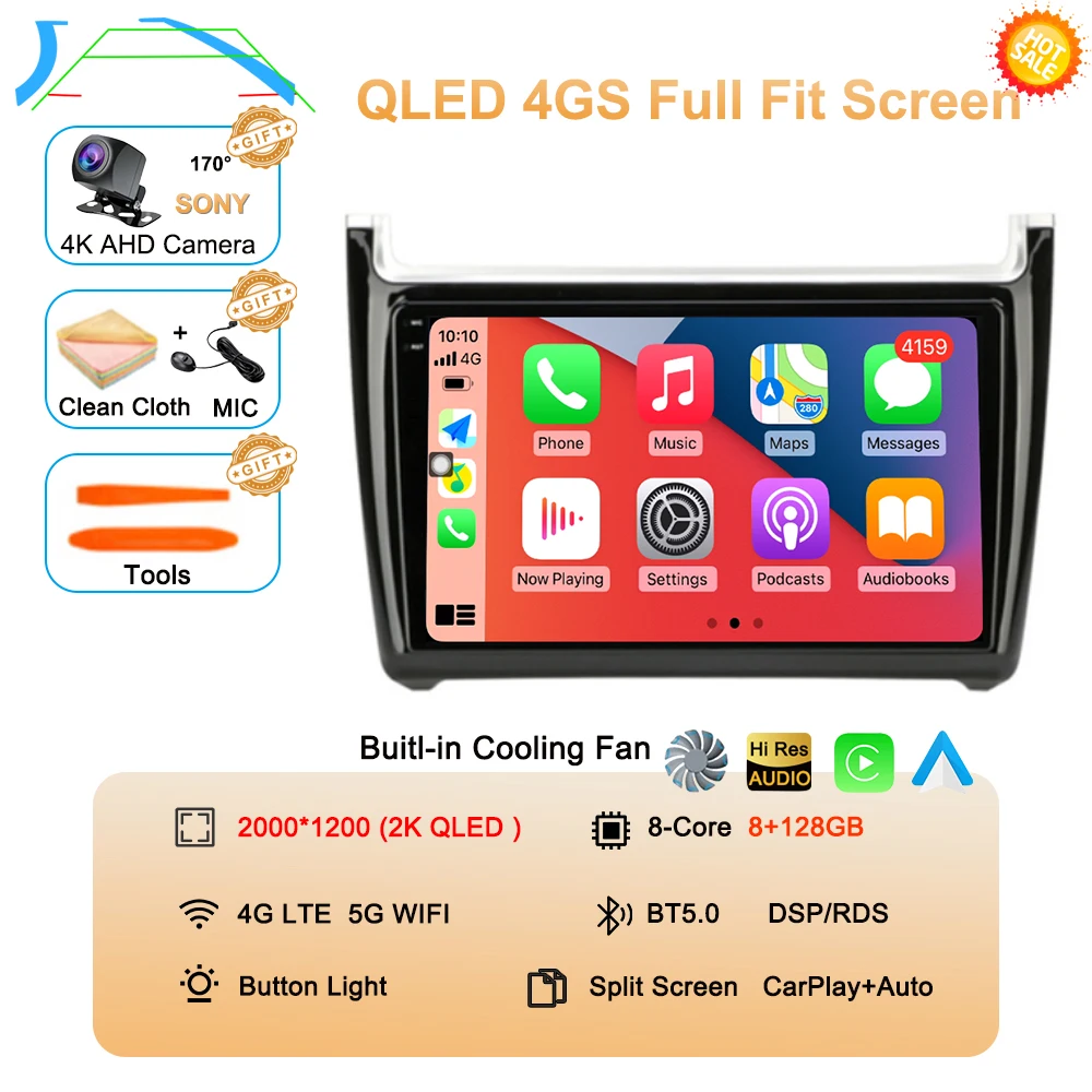 

Автомобильный радиоприемник Android 15 для Volkswagen VW polo 5 седан 2008-2020 Мультимедийный плеер Carplay Стерео GPS DVD Головное устройство 4G Wi-Fi QLED