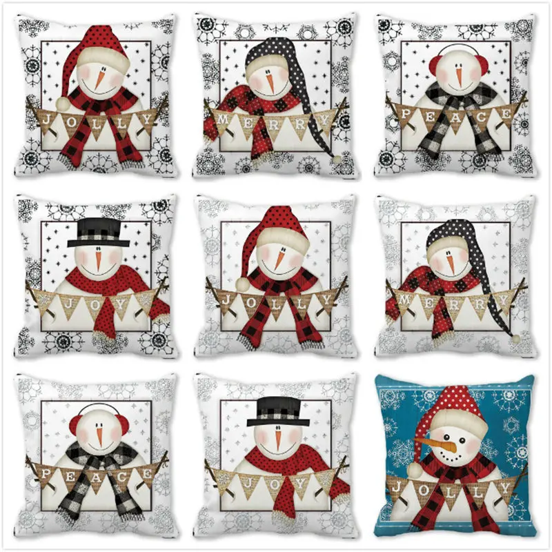 

40 Style Merry Christmas Decorations for Home New Year 2023 Snowman Santa Elk Ornaments 45x45cm Cushion Cover Natal Navidad 437