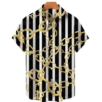 summer mens shirts 3d print chain pattern short sleeve hawaiian shirt loose harajuku shirt hip hop unisex fashion casual tops