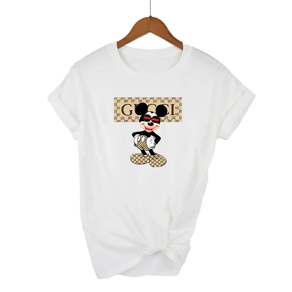 

2022 women's round neck white cartoon t-shirt cartoon star fashion summer women's printed t-shirt pattern top t-shirt women's we