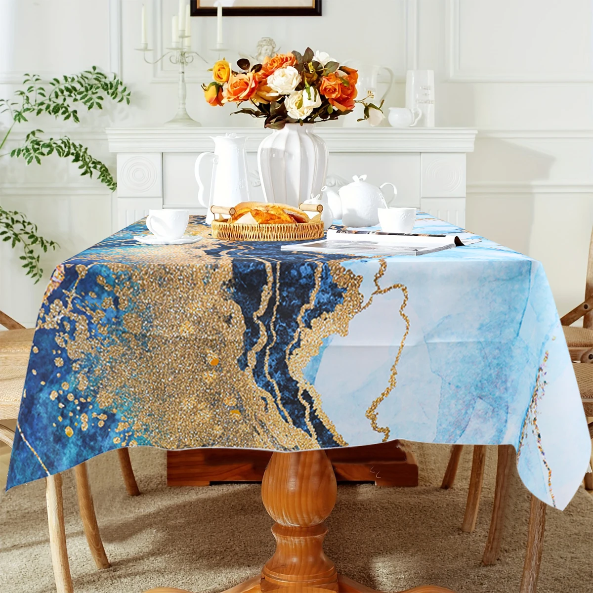 Мраморная Текстура Дорожка Для Стола Из Искусственной Кожи Золотой Черный