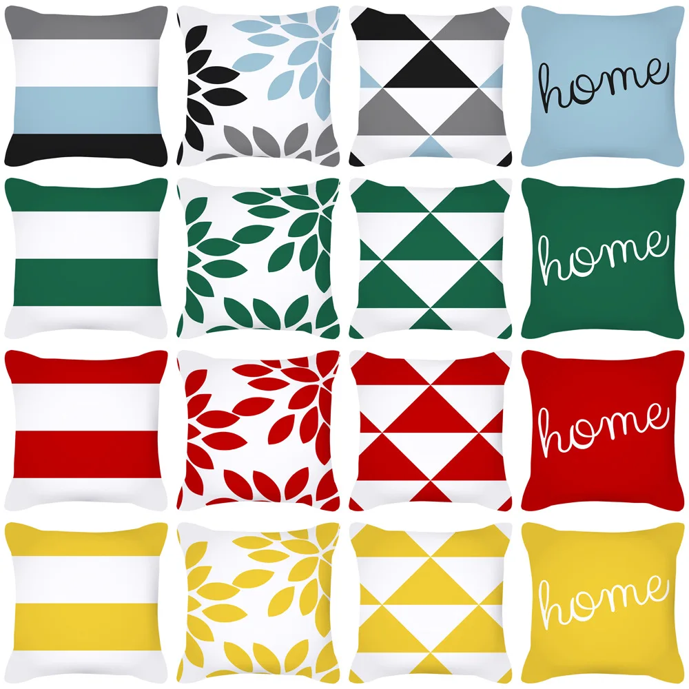 

45*45cm Nordic Simple Peach Skin Pillowcase Multicolor Geometric Pattern Office Sofa Pillowcase