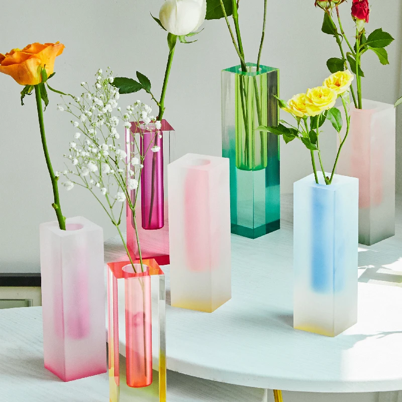 

Tabletop Glass Vases Luxury Decorative Crystal Nordic Room Decoration Home Decor Home Vase Acrylic Pillar Bud Vase