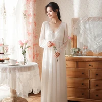 wasteheart women homewear female modal white sexy sleepwear nightdress lace nightwear homewear nightgown sleepwear luxury gown