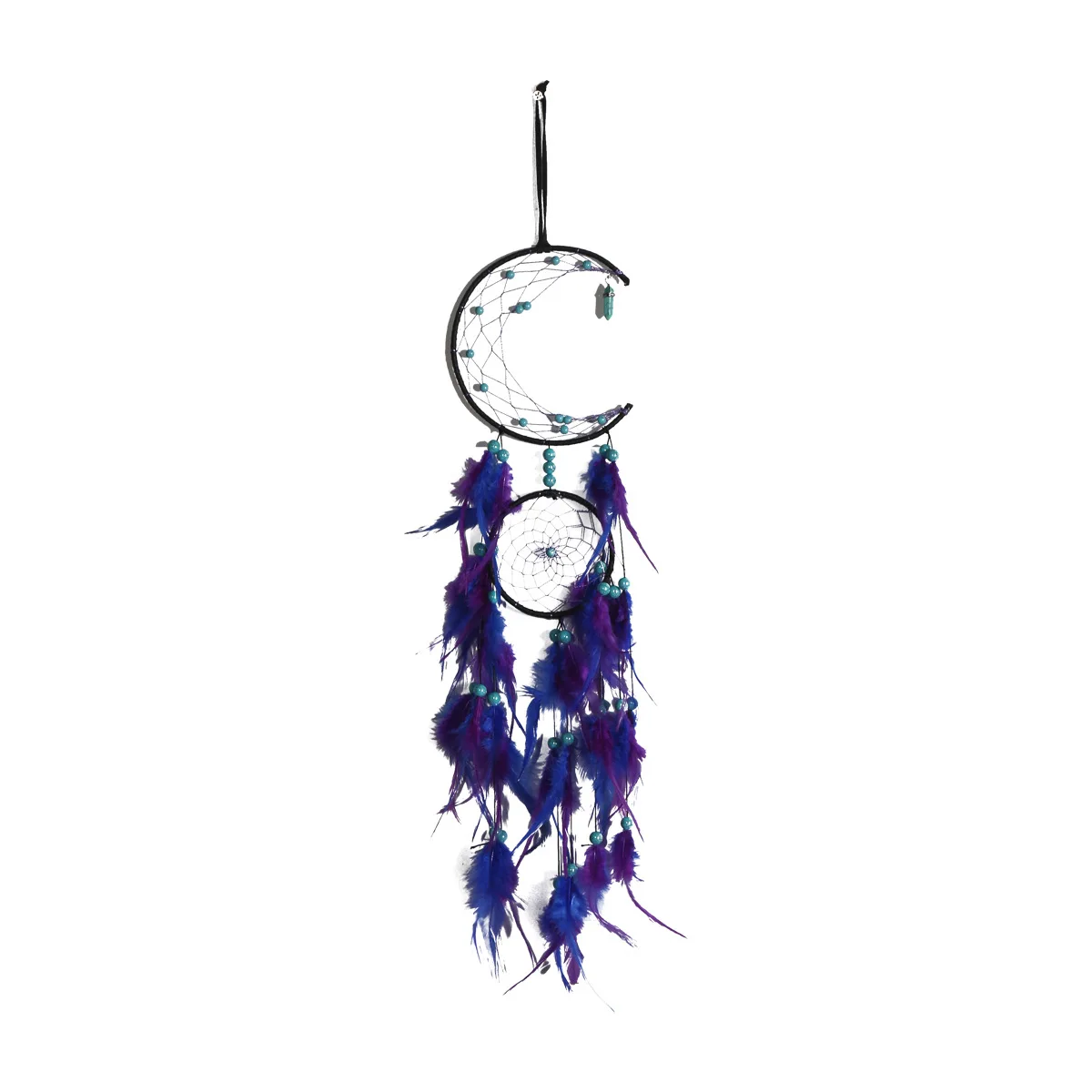 

Moon Dream Catcher Homemade Feather Beads Pendant for Wall Hanging Home Decorations Car Ornament Wedding Party Gifts