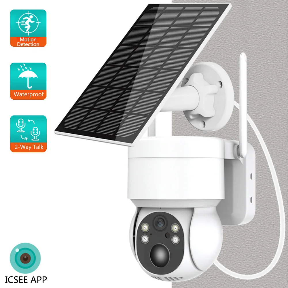 

WiFi PTZ Camera Outdoor Wireless Solar IP Camera 1080P HD Built-in Battery Video Surveillance Camera Long Time Standby iCsee APP