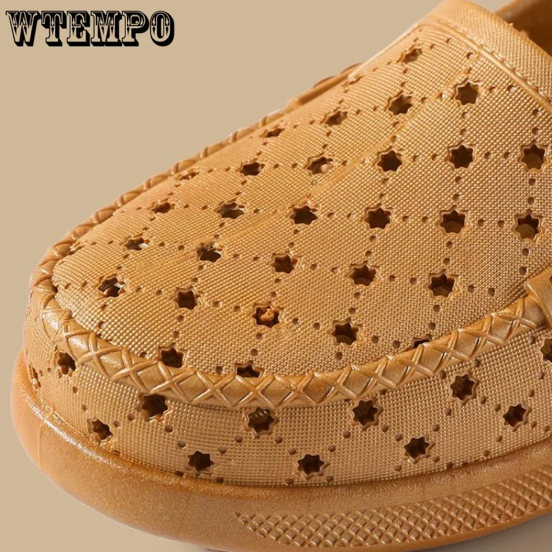 WTEMPO Women Flat Shoes Summer Female Shallow Sandals Hollowed Out Breathable Outdoor Beach Slip on Casual Shoes Dropshipping