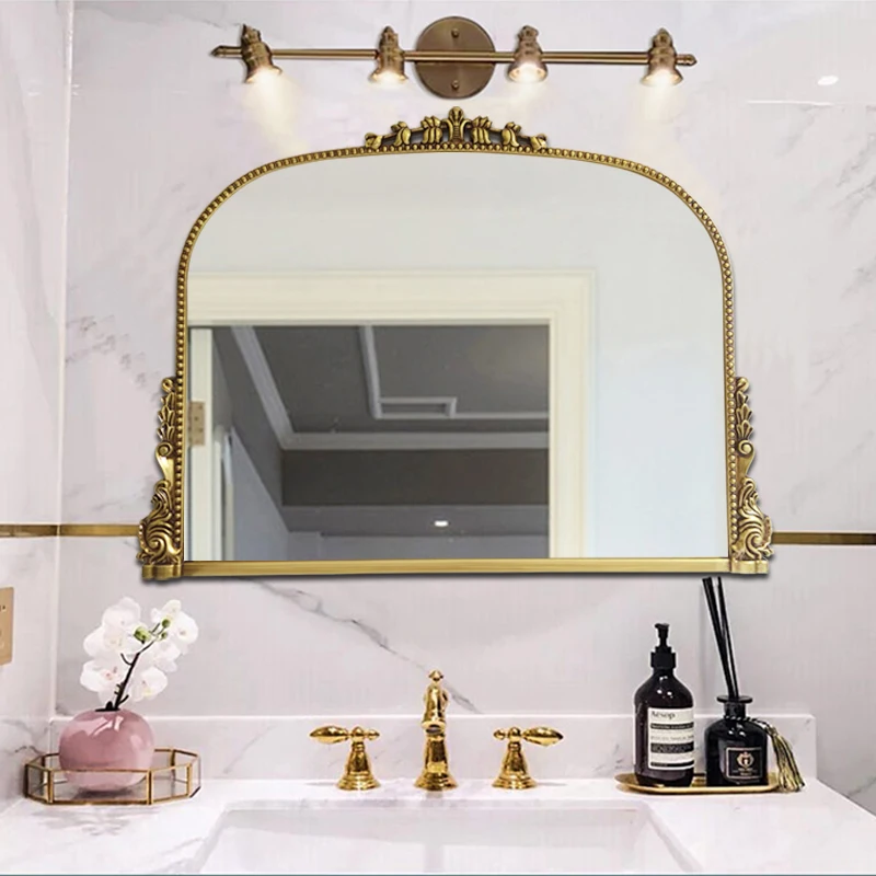 

Wall Decorative Mirror Nordic Gold Bathroom Shower Vintage Luxury Glass Decorative Mirror Makeup Spiegel Home Decoration