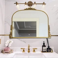 wall decorative mirror nordic gold bathroom shower vintage luxury glass decorative mirror makeup spiegel home decoration