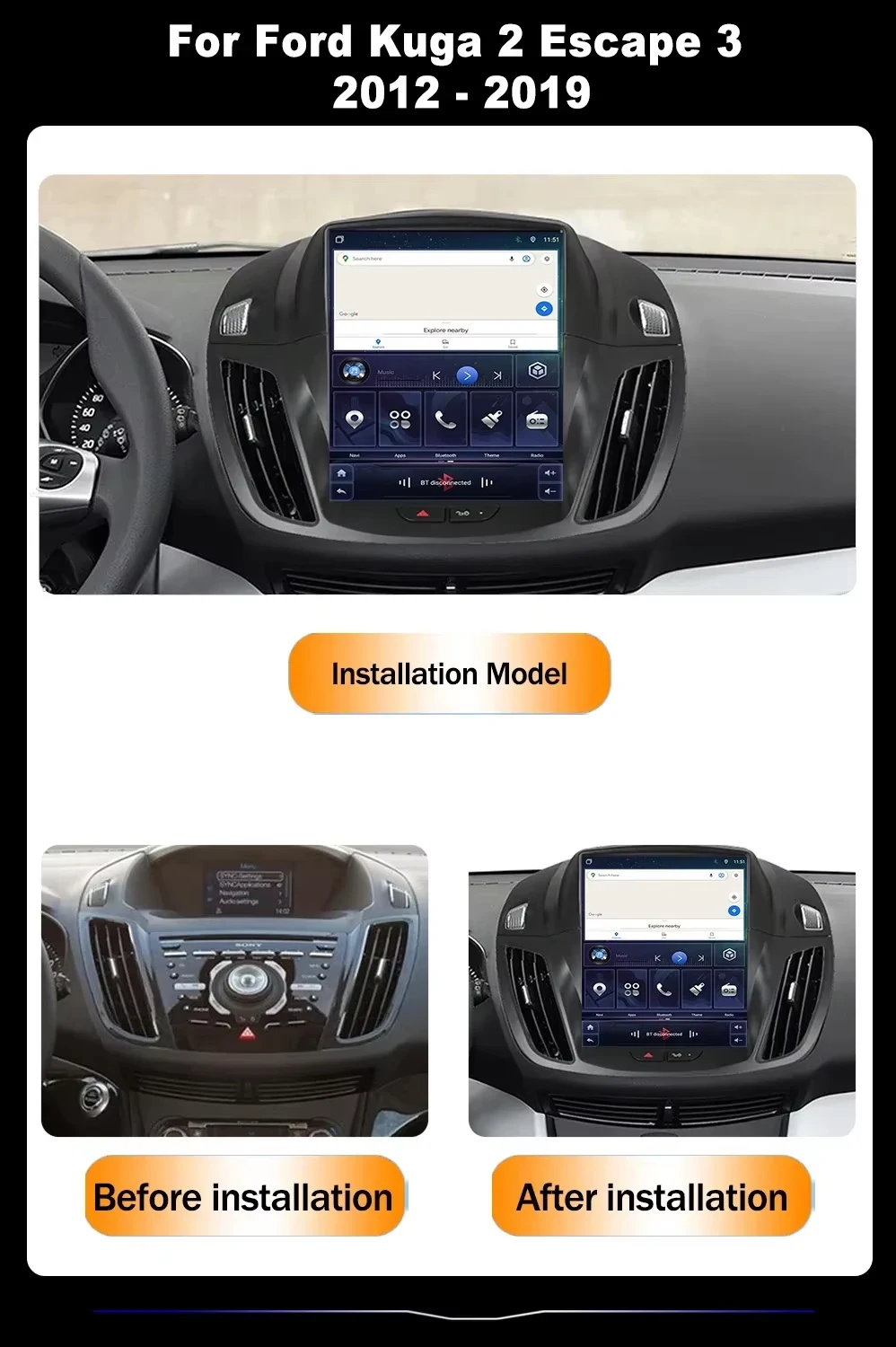 Фото Автомагнитола Android 9.7 дюймов для Ford C-MAX Kuga 2 Escape 3 2012-2019, мультимедийный видеоплеер, навигация GPS, Carplay, 4G, DSP №3