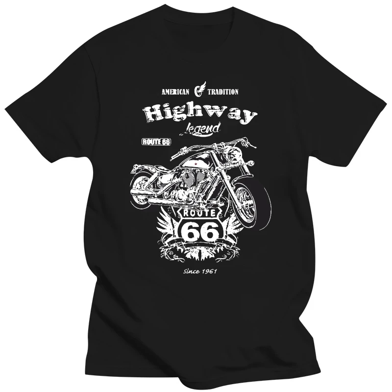 

T Shirt 2019 New Men Summer O-Neck Biker Route 66 Motorrad Rocker Chopper Custom USA Classic custom design t shirts