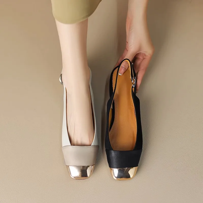 

Сандалии женские на низком каблуке, босоножки с пряжкой, плоская подошва, квадратный носок, на лето