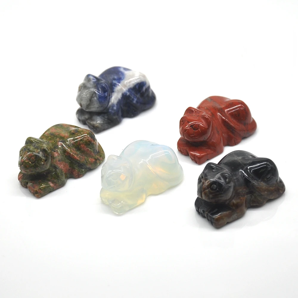 

Cat Statue Natural Blue Sodalite Red Jasper Crystal Stone Healing Gemstone Figurine Reiki witchcraft Home Decoration Gift