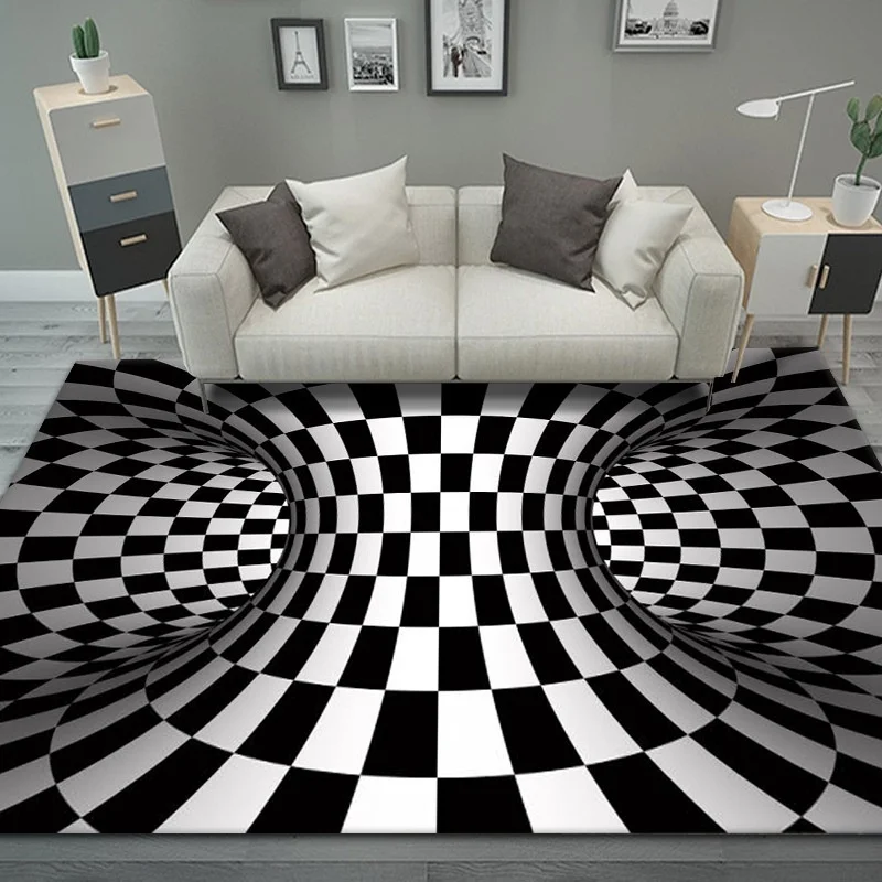 

New Carpet Living Room Sofa Carpet 3D Visual Vortex Bedroom Full of Carpet Creative Three-Dimensional Floor Matat