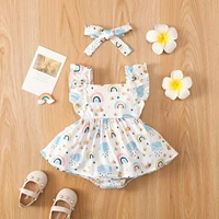 infant kids baby girls rompers summer white hoodless sleeveless backless beautiful casual short climbing triangle rompers