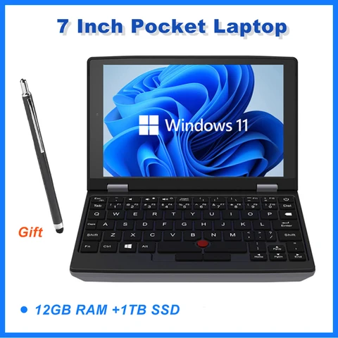 7 Inch Mini Laptop J4115 Notebook IPS Touch Screen Portable Netbook Win 11 Pro Mini PC Micro Computer Bluetooth 4.2 8G 1TB