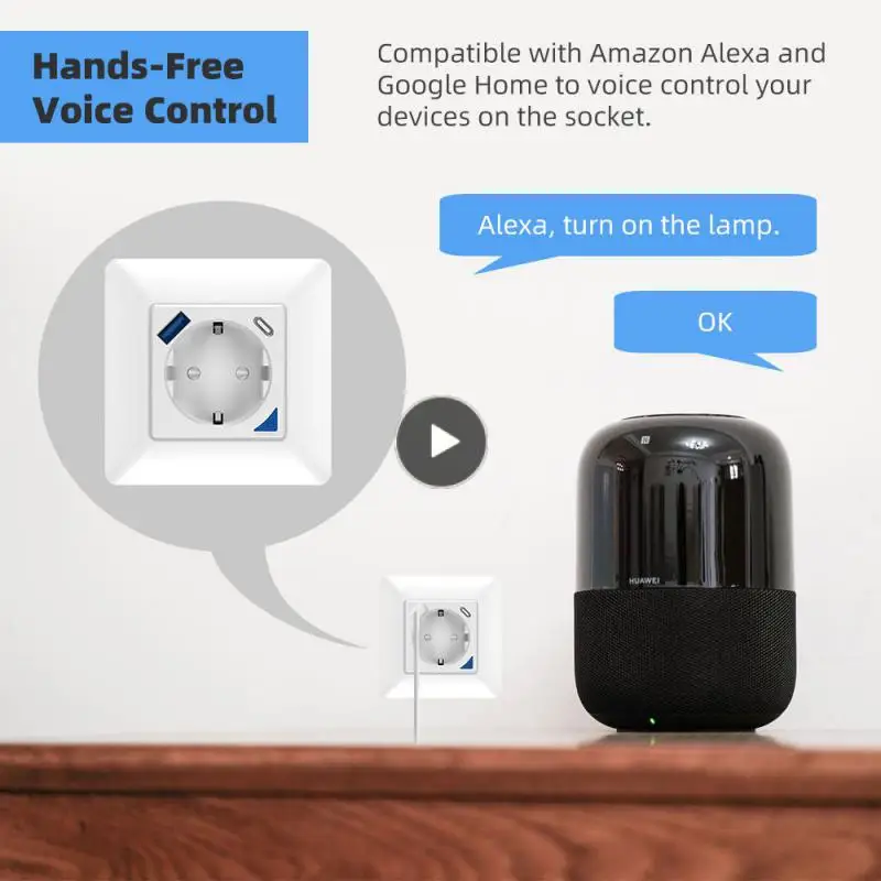 

Европейская настенная розетка Tuya, умная настенная розетка, Usb, быстрая зарядка, дистанционное управление через приложение, Usb, быстрая заряд...