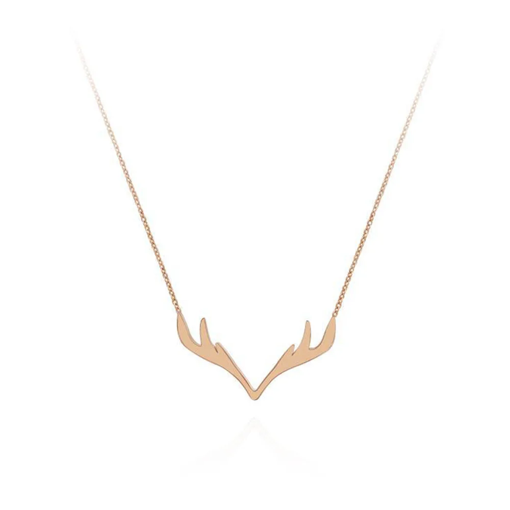 

Simple Christmas Deer Antlers Nimble Lucky Love Heart Mother's Day Animal Pendant Necklace Woman Girl Wedding Blessing Jewelry
