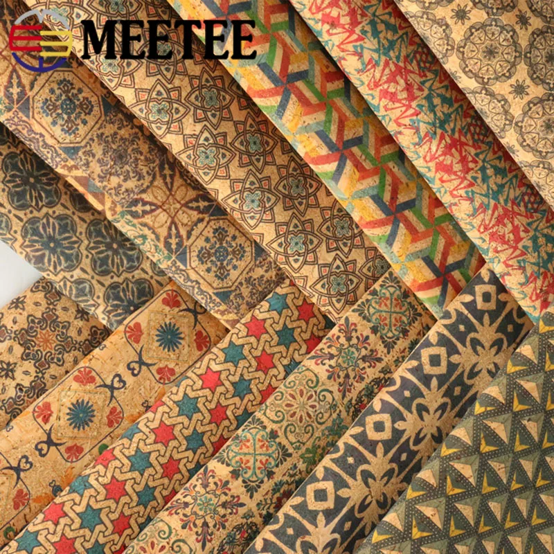 

90*135cm Meetee 0.5mm Cork Fabric Synthetic Faux Leather Printing Cloth Environment Wood for Handbag Shoes DIY Craft Accessories