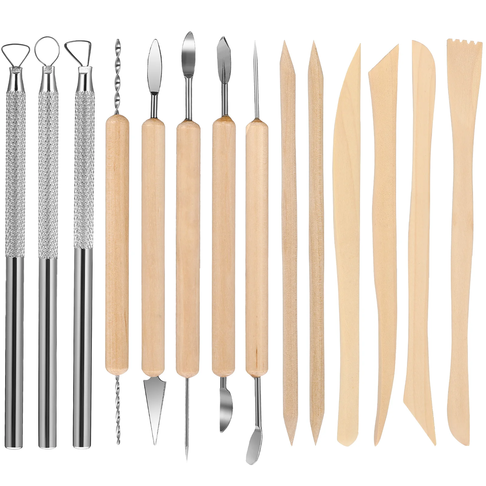 

14-in-1 Professional Wooden Metal Pottery Sculpture Clay Tools Kit