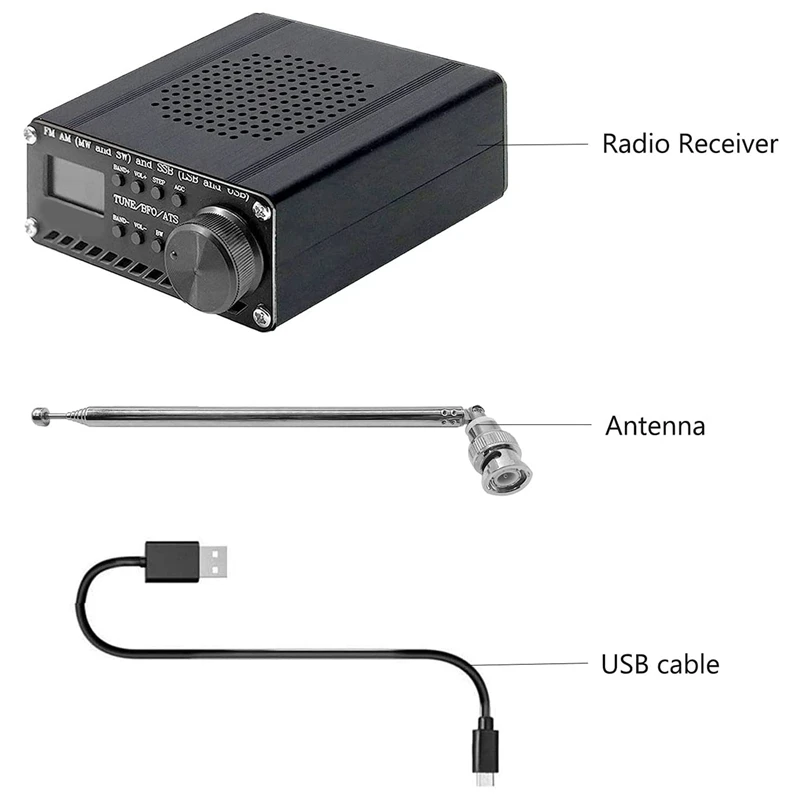 Топовый радиоприемник SI4732 All Band SSB (LSB и USB) FM AM MW SW с встроенной батареей+антенной+динамиком+корпусом.