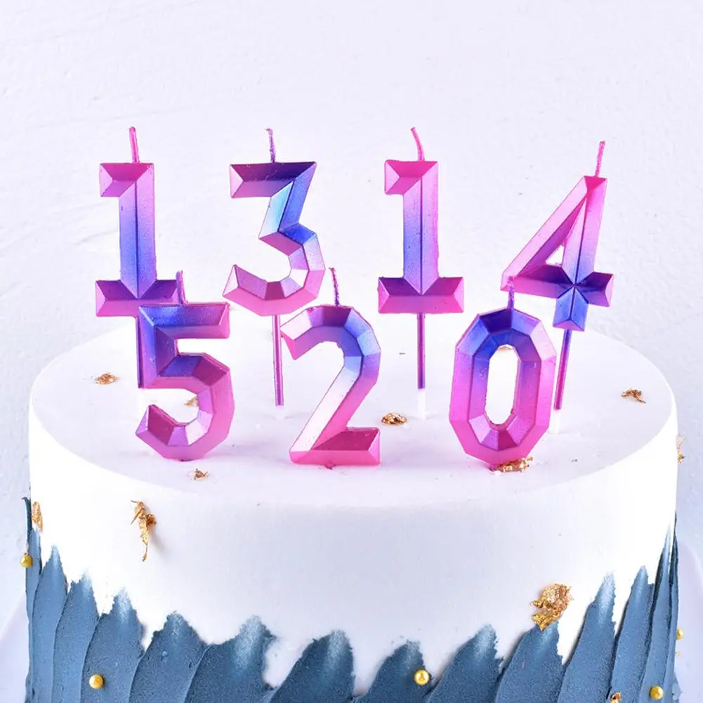 

0-9 Number Colorful Smoke-free Number Shaped Candle For Birthday Party Decoration Cake Oranment