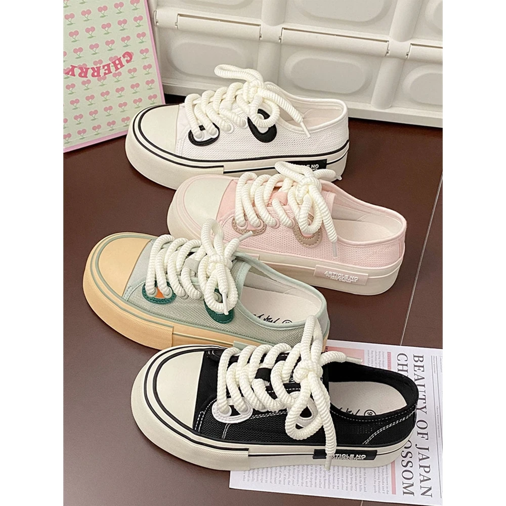 

2023 New Breathable Mesh Sneakers Women Platform Shoes Summer Lace Up Sports Shoes Female Casual Flats Sneakers Woman Shoes Z079