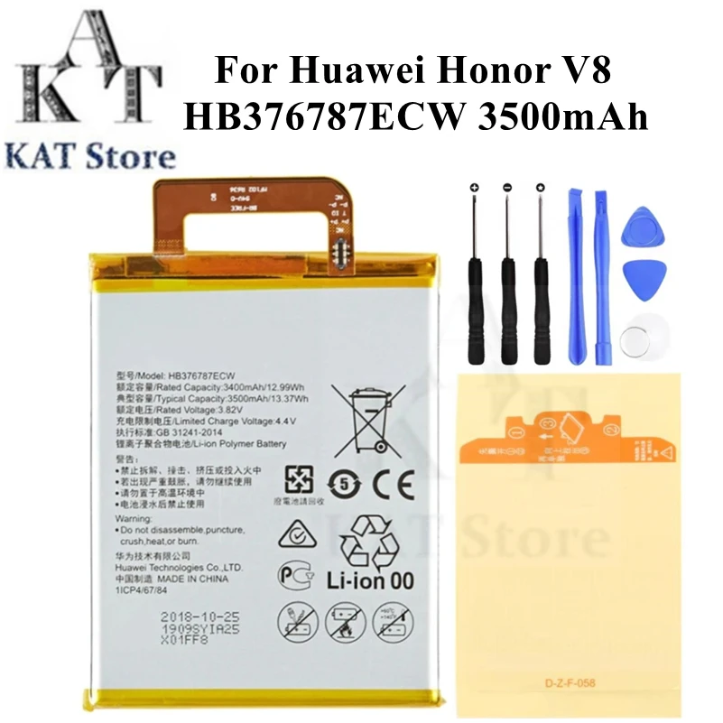 

Mobile Phone Li-Polymer Battery For Huawei Honor V8 HB376787ECW 3500mAh Rechargeable Accumulator Spare Part Replacement