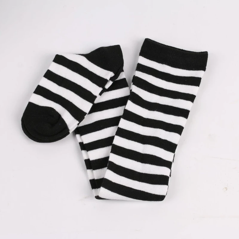 Women Thigh High Socks Striped Stockings Winter Warm Ladies Girls Black White Long Over Above Knee Sock Cosplay Christmas New In images - 6