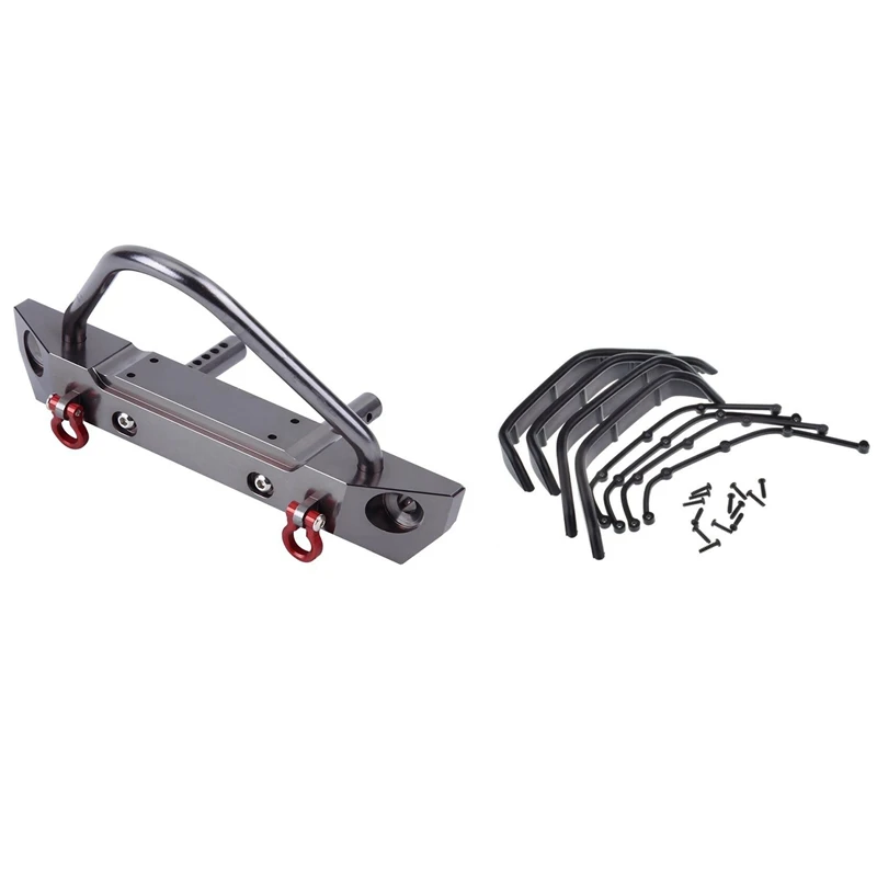 

1 Set 1/10 Scale Fender Flares With Screws & 1Pcs Rc Car Front Bumper Metal Rc Model Parts For Axial Scx10
