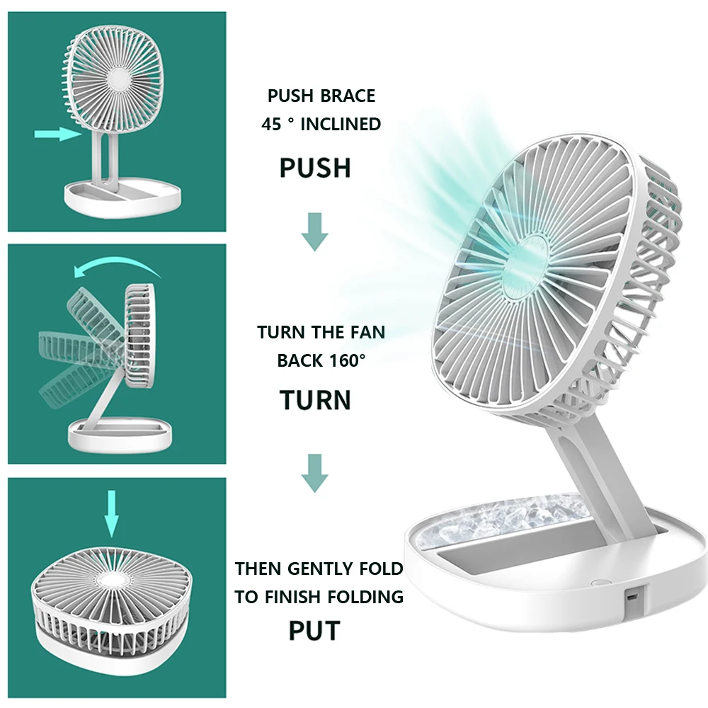 Портативный мини-вентилятор с зарядкой по USB складной низким уровнем шума летний