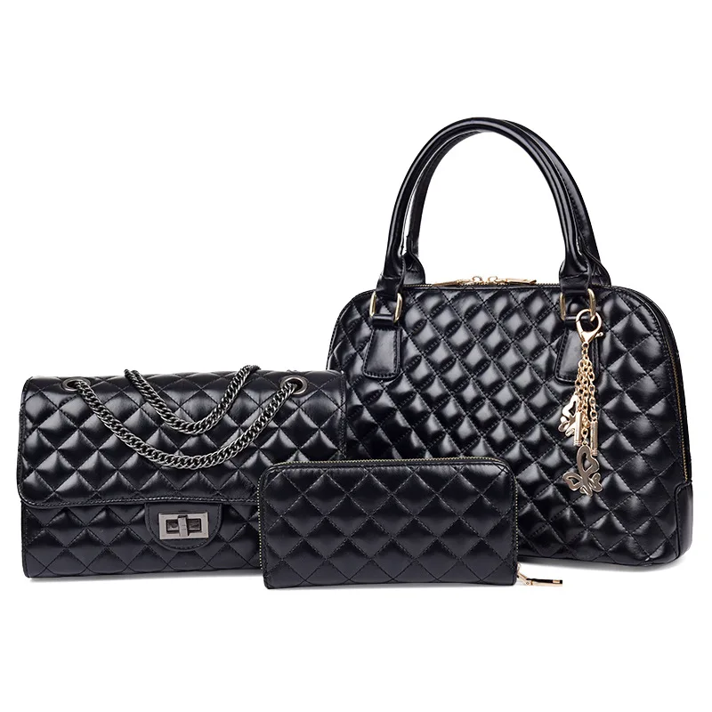 

TRAVEASY Butterfly Chain Women Shoulder Bag Fashion Diamond Embroidery Thread Mother Three-piece Set Lady Carry Cross Body Bag
