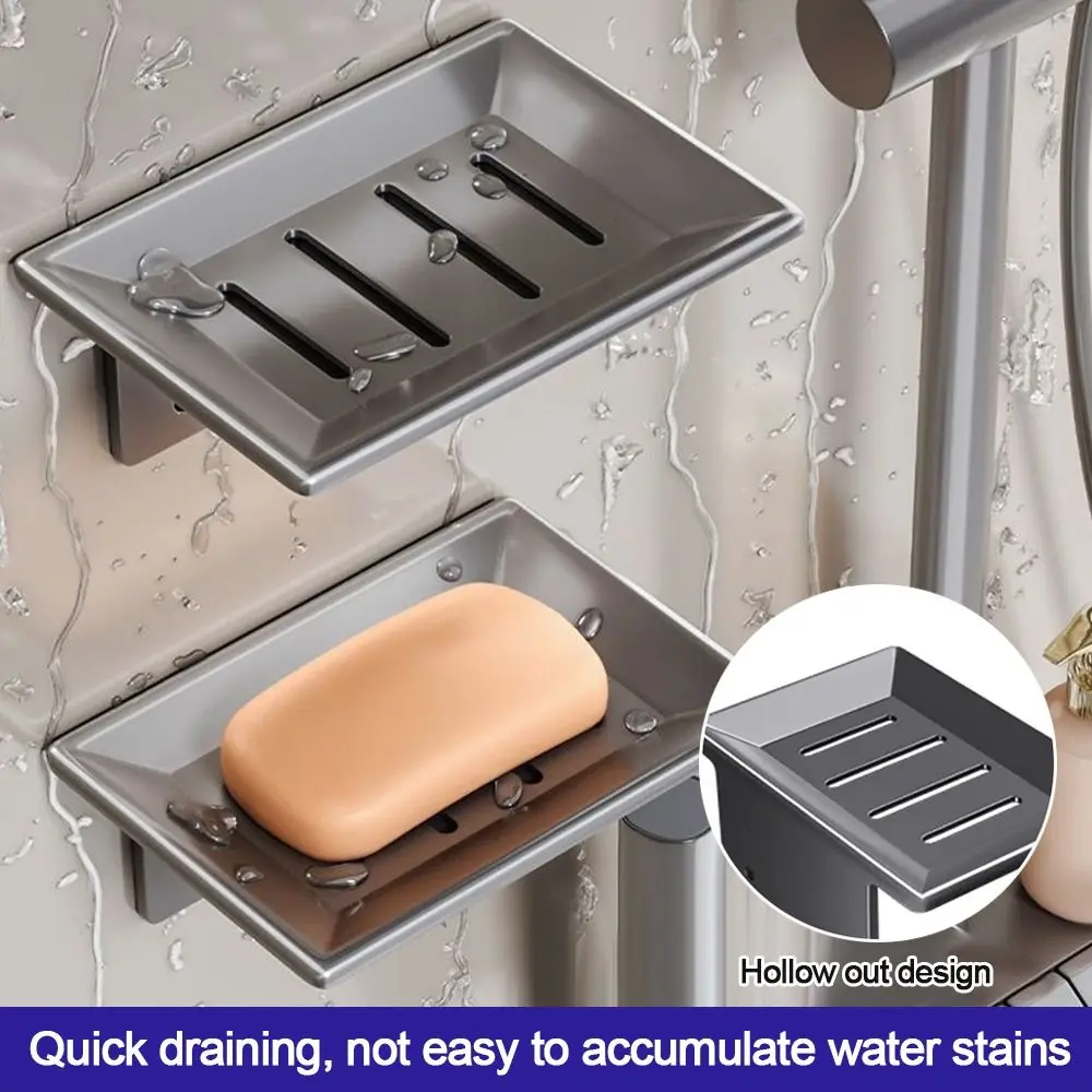 

Space Aluminum Soap Dish Creative Drainable Wall Mounted Soap Container Tray Metal Soap Box Bathroom Kitchen Sink Organizer