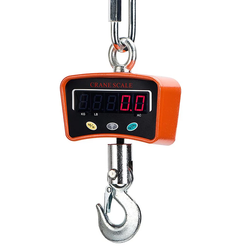1000kg/2200lb Digital Hanging Scale  Crane Scale With Large LCD Display 1500mAh Rechargeable Industrial Heavy Duty Hook Scales