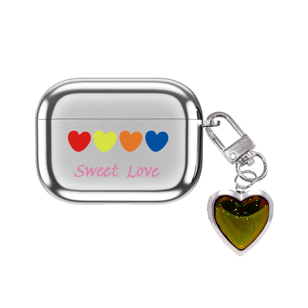 

Чехол с зеркальным покрытием Love Heart и подвеской для AirPods Pro, защитный чехол для наушников Apple AirPods 2 3 поколения AirPod