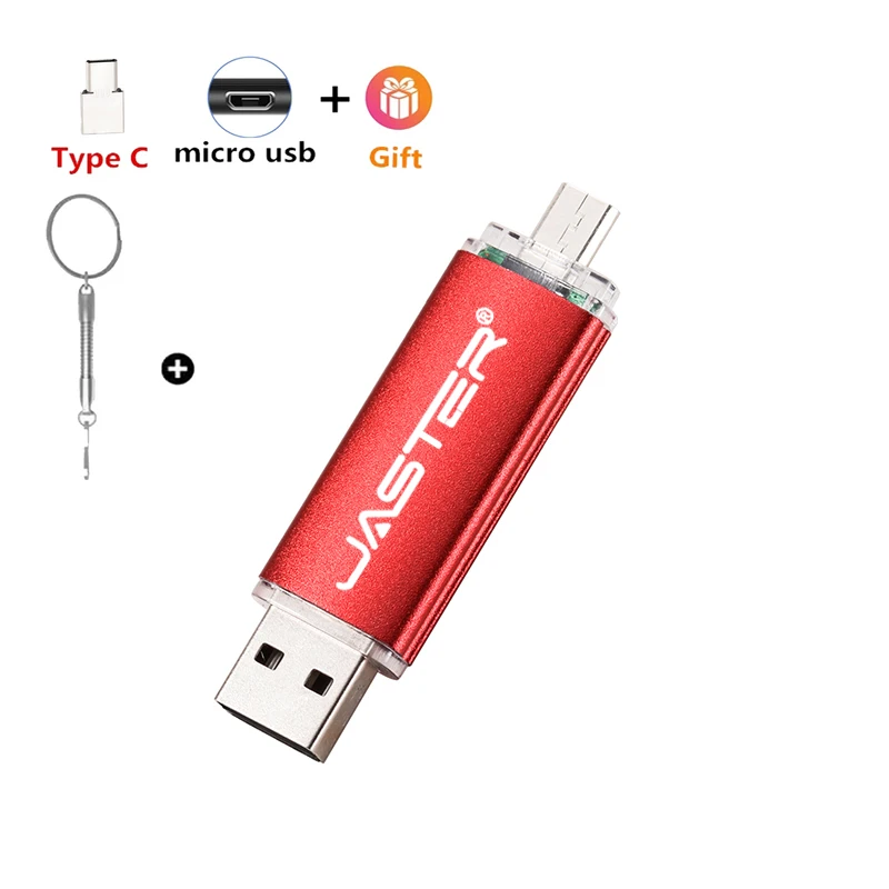 

JASTER Color OTG USB 2.0 Flash Drive 64GB Comes With TYPE-C U Disk 32GB 16GB 8GB Pen Drives 4GB Gifts Key Chain Memory Stick