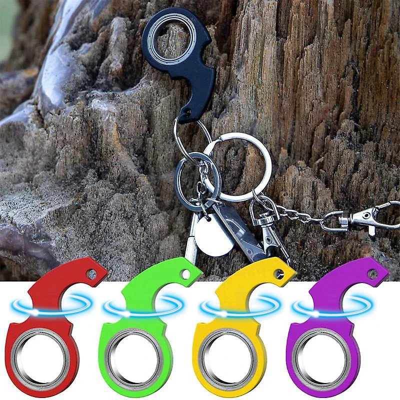 

Spinner Stress Toy Metal idget Toy Kid Fingertip Spinning Keyring Finger Fidget Ring Keyring Relieve Boredom Party Gift Keychain