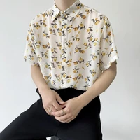 2022 summer floral print shirt for men short sleeve loose casual shirt oversized streetwear harajuku hip hop shirts men clothing