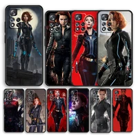 avengers the black widow shockproof cover for xiaomi redmi note 11 10 11t 10s 9s 8 7 5g tpu soft silicone black phone case cover