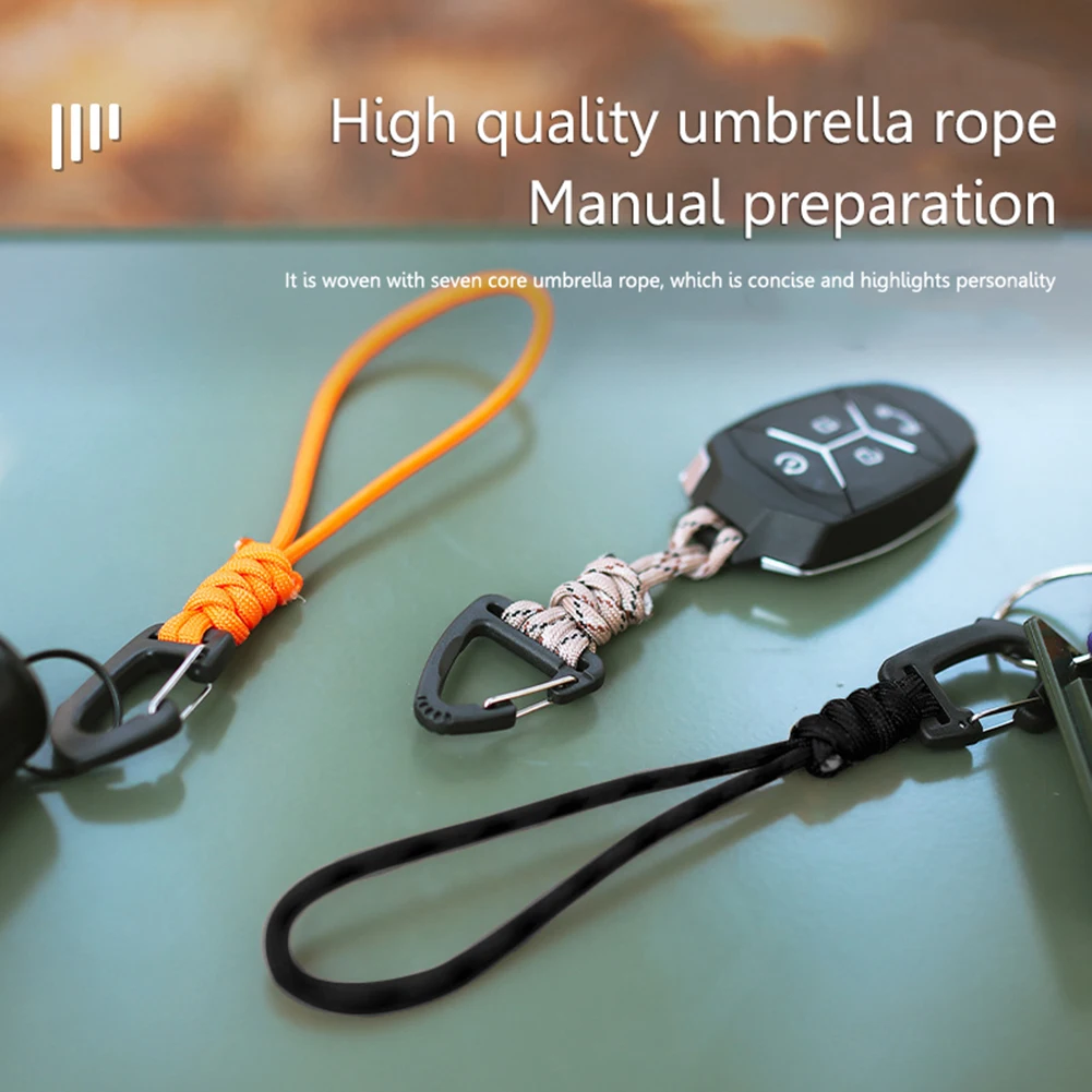

7-core Umbrella Rope Braid Rope Key Ring Flashlight Small Tool Braided Paracord Keychain Clip Outdoor Camping Sports Accessories