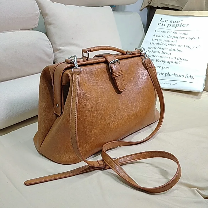 Vintage Causal Large PU Women Shoulder Crossbody Bag Ladies Boston Bag With Handle