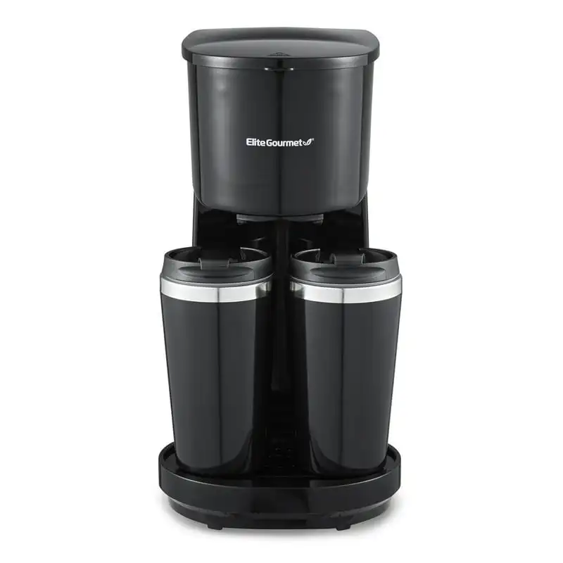 

"Premium Quality Black Vacuum Insulated Thermos Maker with Two Stainless Steel Interior Travel Mugs - Perfect Drink and Beverage