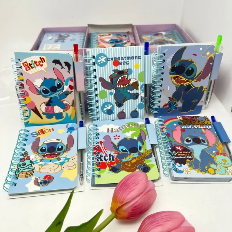 Блокнот Disney Stitch милый мультфильм аниме книга на катушке для заметок детские