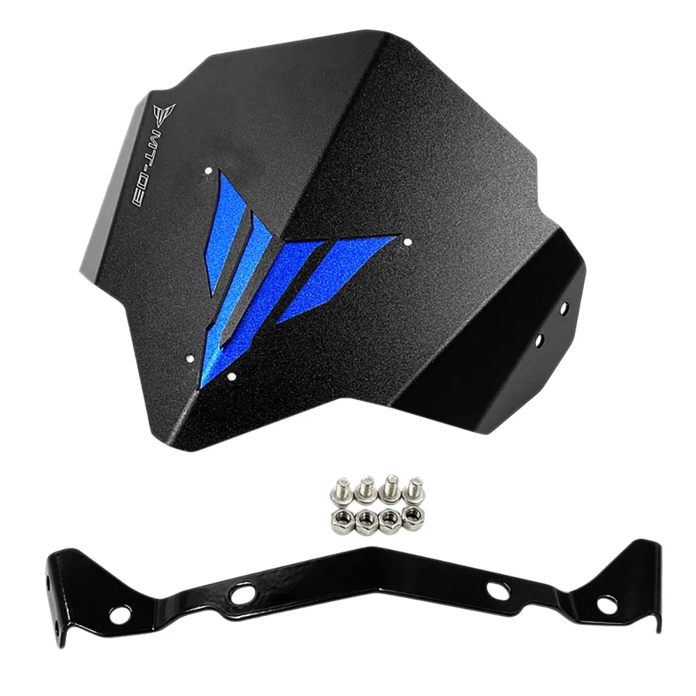 

Motorcycle Windshield Airflow Deflectors Shield Screen with Bracket for Yamaha MT-03 MT25 FZ03 2015 2016 Blue