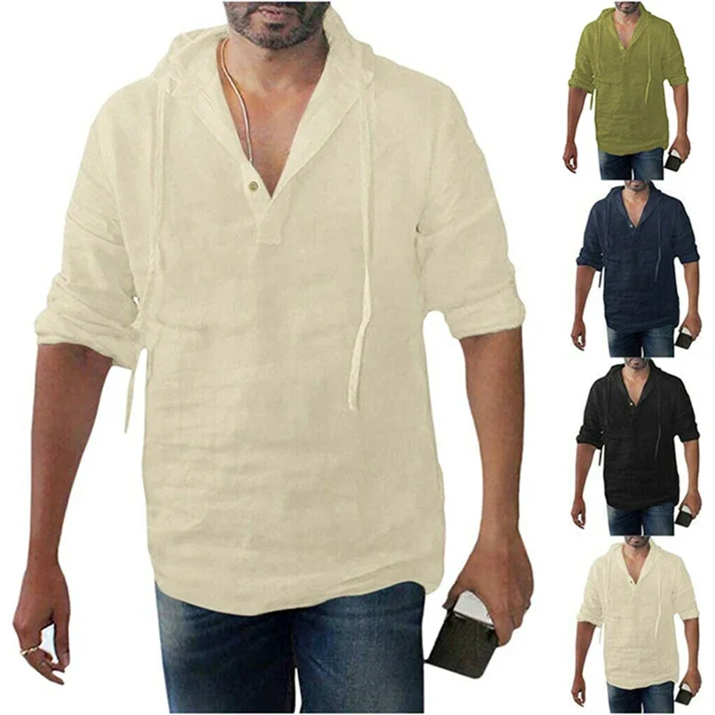 

Футболка мужская однотонная с длинным рукавом и V-образным вырезом