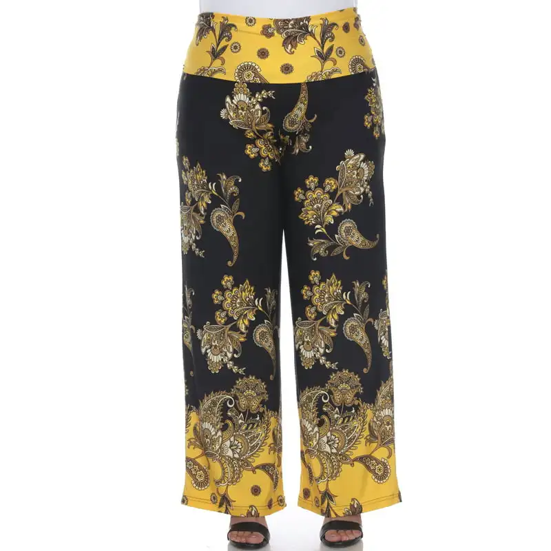 

Women`s Plus Size Floral Paisley Printed Palazzo Pants