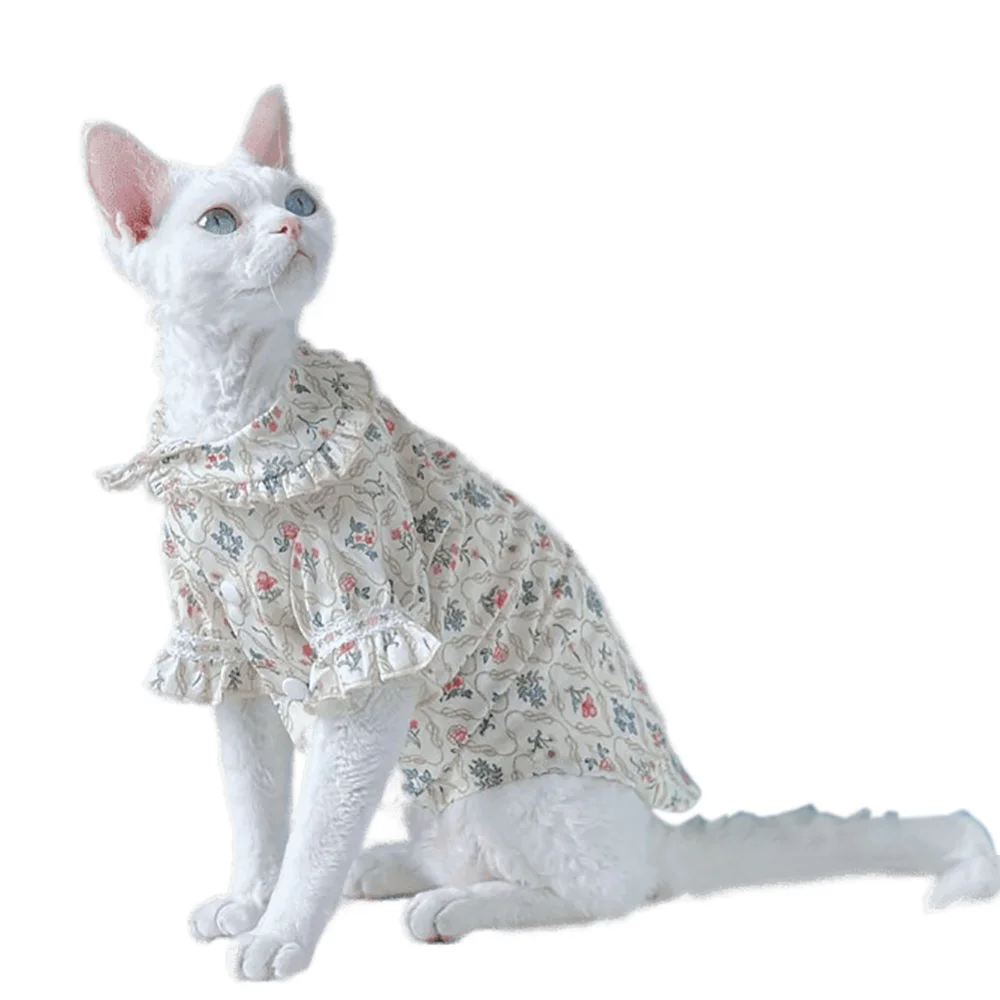 Devon Rex Jumper Sphinx Hairless Cat Clothes Kitten Outfits Cotton Spring Summer Pet Apparel Cat Clothing Sphynx cat dresses